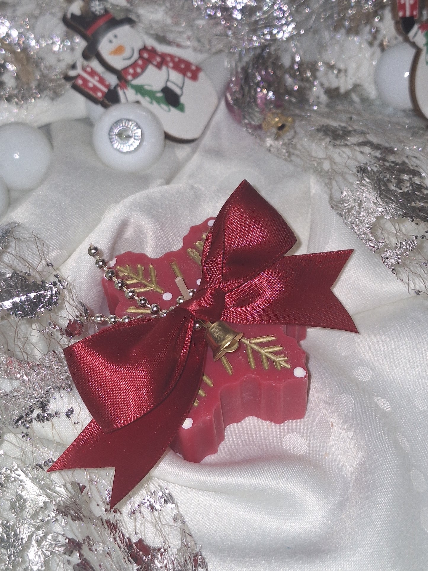 Bougie "flocon d'amour rouge"