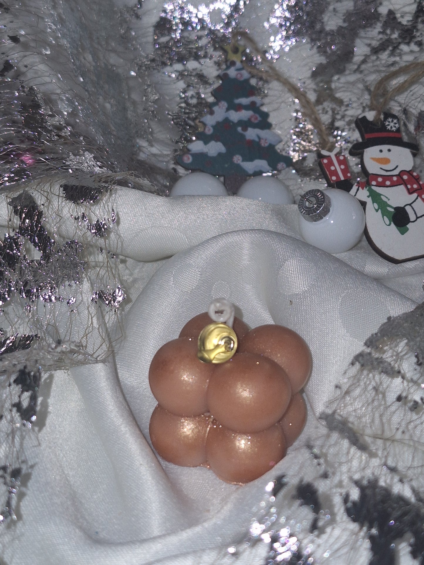 Bougie " Petites bulles festives chocolat Noisette"