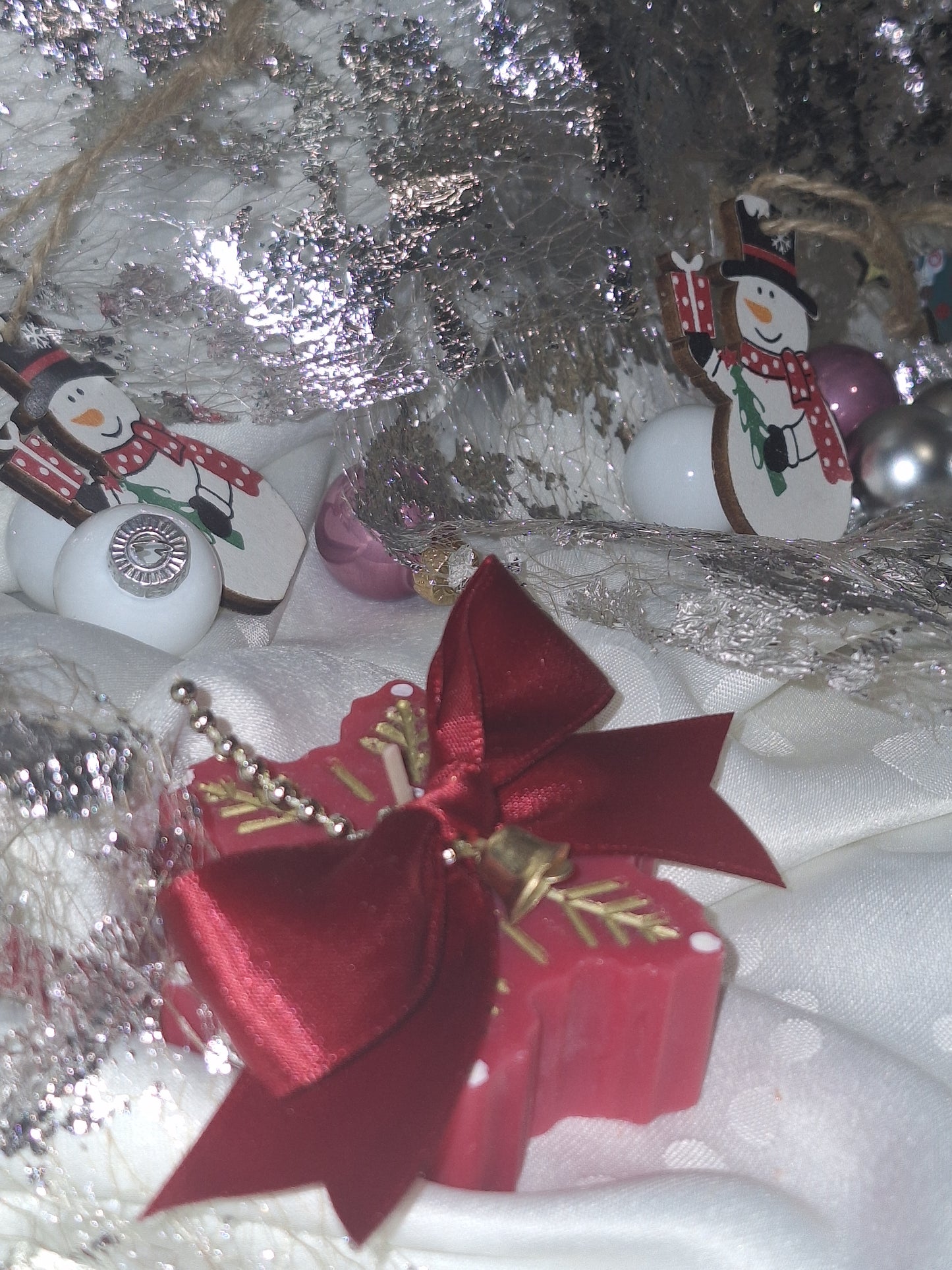 Bougie "flocon d'amour rouge"