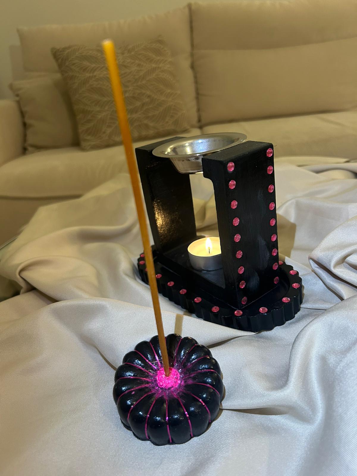 Fleur pour bâton d'encens : ensemble "Rose noire"